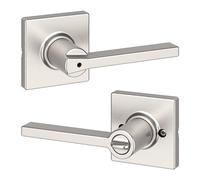 Kwikset Casey - Maniglia per porta interna con serratura per bagno e camera da letto, serratura girevole reversibile senza chiave, in nichel satinato, con protezione Microban