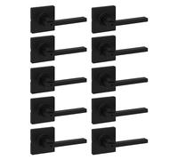 Kwikset Casey Maniglia per porta per la privacy interna con serratura, confezione da 10, leva per porta per bagno e camera da letto, nero opaco, reversibile, senza chiave, con protezione Microban