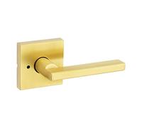 Kwikset Halifax - Maniglia per porta interna con serratura, per bagno e camera da letto, in ottone satinato, reversibile, senza chiave, con protezione Microban