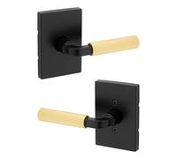 Kwikset Mirada - Maniglia per porta di passaggio interna, leva per porte di armadi e corridoi, maniglia reversibile non bloccabile, in ottone satinato nero opaco, con protezione Microban