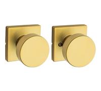 Kwikset Pismo Interior Passage Door Knob, Handle for Closet and Hallway Doors, Non-Locking Doorknob, Satin Brass, Square, Microban Protection