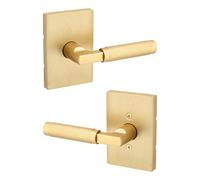 Kwikset Prava, maniglia per porta di passaggio interno, leva per porte di armadi e corridoi, maniglia reversibile non bloccabile, in ottone satinato, con protezione Microban