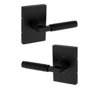 Kwikset Prava, maniglia per porta di passaggio interno, leva per porte di armadi e corridoi, maniglia reversibile senza blocco, nero opaco, con protezione Microban