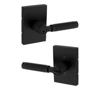 Kwikset Prava Maniglia per porta d'ingresso con serratura e chiave, serratura di sicurezza reversibile con leva esterna, per ingresso anteriore e camera da letto, nero opaco, resistente al pick