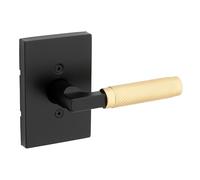 Kwikset Prava - Maniglia per porta fittizia, monofacciale per armadi, porte doppie francesi e dispensa, nero opaco e ottone satinato, leva interna reversibile non girevole, con