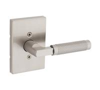 Kwikset Prava - Maniglia per porta fittizia zigrinata monofacciale per armadi, porte doppie francesi e dispensa, nichel satinato, leva interna reversibile non girevole, con protezione