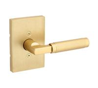 Kwikset Prava - Maniglia zigrinata per porta, monofacciale, per armadi, porte doppie francesi e dispensa, in ottone satinato, reversibile con leva interna push/pull reversibile con protezione Microban