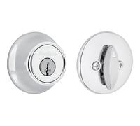 Kwikset Serratura a chiavistello di sicurezza serie 660, porta d'ingresso anteriore con chiave esterna rotonda cromata lucidata, singolo bullone morto del cilindro