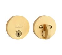 Kwikset Uptown 258 Serratura a chiavistello, in ottone satinato, con chiave esterna, porta d'ingresso anteriore, resistente al pick-up, serratura a cilindro singolo, con protezione Microban