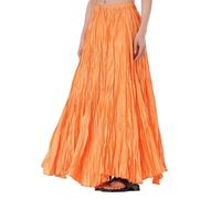 KWISUAWHGA Gonna Lunga Da Donna Ampia E Fluida Drappeggiata Alla Moda Con Orlo A Balze Con Elastico in Vita Abbigliamento Casual Per Le Vacanze,Arancia,M