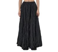 KWISUAWHGA Gonna Lunga Da Donna Ampia E Fluida Drappeggiata Alla Moda Con Orlo A Balze Con Elastico in Vita Abbigliamento Casual Per Le Vacanze,Nero,M