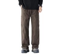 KWISUAWHGA Pantaloni Casual Invernali Da Uomo Foderati in Pile Con Elastico in Vita Coulisse Gamba Dritta Pantaloni Da Jogging Caldi E Tattici,Marrone,3XL