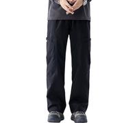 KWISUAWHGA Pantaloni Casual Invernali Da Uomo Foderati in Pile Con Elastico in Vita Coulisse Gamba Dritta Pantaloni Da Jogging Caldi E Tattici,Nero,M