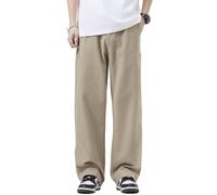 KWISUAWHGA Pantaloni Sportivi Da Uomo Dritti Casual Con Elastico in Vita Dal Basso Verso L'alto Comodi Larghi E Aderenti,Cachi,M