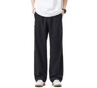 KWISUAWHGA Pantaloni Sportivi Da Uomo Dritti Casual Con Elastico in Vita Dal Basso Verso L'alto Comodi Larghi E Aderenti,Nero,XL