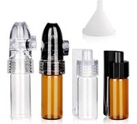 KWJEIULSOQ Confezione da 4 dosatori in polvere per spezie, piccola bottiglia con mini imbuto e cucchiaio, set da sniffer, bottiglia portatile integrata per viaggi all'aperto