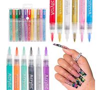 KWJEIULSOQ Set di 12 pennarelli acrilici per nail art, dipinti a mano, per unghie fai da te, penne impermeabili per unghie, resa cromatica senza cottura, forte copertura