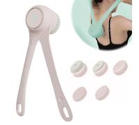 KWJNH Spazzola elettrica per il corpo per la doccia,Spazzola da bagno a doppia maniglia con 5 teste,Spazzola automatica per massaggio esfoliante rotante