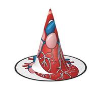Kwjsdfea Grafico a forma di cuore con anatomia umana, stampa versatile, cappello da strega per Halloween, per donne, uomini, adulti, divertente ed elegante, decorazione per feste di Halloween, 1 pezzo
