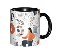 Kwjsdfea I Love The 90s Illustration Print - Tazze da caffè in ceramica colorata con manico, per caffè, tè, cappuccino, cacao, cereali, nero