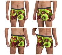 Kwjsdfea Intimo respirabile del pugile degli uomini della stampa della pianta carnivora degli slip con la cintura elastica, Nero, XL