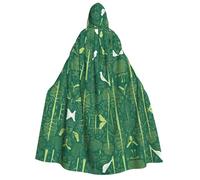 Kwjsdfea Mantello spesso con cappuccio unisex, in raso, per cosplay, Halloween, Natale, feste, costumi con stampa di animali scandinavi