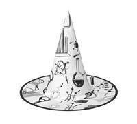 Kwjsdfea Stampa chimica, cappello da strega versatile per Halloween, cappello da strega per donna, uomo, adulto, divertente ed elegante, decorazione per feste di Halloween