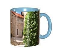 Kwjsdfea Tazze da caffè con stampa toscana italiana, 325 ml, in ceramica colorata, con manico, tazze da ristorante, per caffè, tè, cappuccino, cacao, cereali, blu cielo