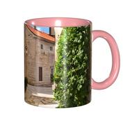 Kwjsdfea Tazze da caffè con stampa toscana italiana, 325 ml, in ceramica colorata, con manico, tazze da ristorante, per caffè, tè, cappuccino, cacao, cereali, rosa