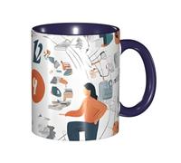 Kwjsdfea Tazzine da caffè con scritta "I Love The 90s Illustration", 325 ml, in ceramica colorata con manico, tazze da caffè ristorante per caffè, tè, cappuccino, cacao, cereali, blu navy
