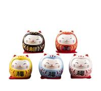 KWJTOY 1 Set del Dharma in Ceramica Bambola Daruma Giapponese Statua Giapponese di Daruma Bambola di Porcellana Daruma di Porcellana Mini Bambola Daruma Statuina Daruma Zen Daruma