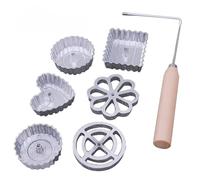 KWJTOY 7 stampi Bunuelos con Manico in Ferro a Rosetta con Manici per gamberetti, Cucchiaio e stampi per friggere per Biscotti Unici a casa