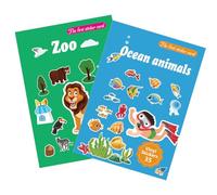 KWKPR 2 Pezzi Libro di Adesivi 3D Riutilizzabili per Bambini, Animali, Blu, PVC, Indoor, Attacca Stacca, Ripiegate, 2 Anni+