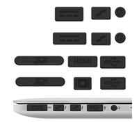 kwmobile 12x tappini Compatibile con Apple MacBook PRO 13" 15" Retina/Air 11" 13" (da metà 2011 - metà 2016) - Protezione Antipolvere in Silicone per Porte e ingressi - Gommini in Nero