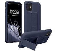 kwmobile 1x Custodia Compatibile con Apple iPhone 11 - Cover Supporto Dita - Back Case per Smartphone - Protezione Gommata Blu Mirtillo
