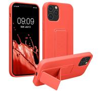 kwmobile 1x Custodia Compatibile con Apple iPhone 12 / iPhone 12 PRO - Cover Supporto Dita - Back Case per Smartphone - Protezione Gommata Corallo