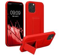 kwmobile 1x Custodia Compatibile con Apple iPhone 12 / iPhone 12 PRO - Cover Supporto Dita - Back Case per Smartphone - Protezione Gommata Rosso