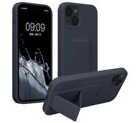 kwmobile 1x Custodia Compatibile con Apple iPhone 13 - Cover Supporto Dita - Back Case per Smartphone - Protezione Gommata Blu Mirtillo