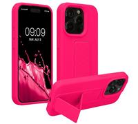 kwmobile 1x Custodia Compatibile con iPhone 15 Pro - Cover Supporto Dita - Back Case per Smartphone - Protezione Gommata rosa shocking