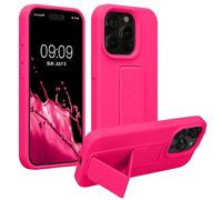 kwmobile 1x Custodia Compatibile con iPhone 15 Pro Max - Cover Supporto Dita - Back Case per Smartphone - Protezione Gommata rosa shocking