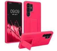 kwmobile 1x Custodia Compatibile con Samsung Galaxy S25 Ultra - Cover Supporto Dita - Back Case per Smartphone - Protezione Gommata Rosa Shocking