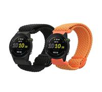 kwmobile 2x Cinturino Nylon Compatibile con Garmin Forerunner 255/255 Music Cinturino - Set Cinturini con Fibbia 15-19 cm nero/arancione