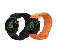 kwmobile 2x Cinturino Nylon Compatibile con Garmin Forerunner 55 / Forerunner 165/245 / 645/570 42mm Cinturino - Set Cinturini con Fibbia 15-19 cm nero/arancione