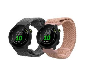 kwmobile 2x Cinturino Nylon Compatibile con Garmin Forerunner 55 / Forerunner 165/245 / 645/570 42mm Cinturino - Set Cinturini con Fibbia 15-19 cm grigio/rosa antico
