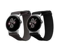 kwmobile 2x Cinturino Nylon Compatibile con Google Pixel Watch 3 41mm / Pixel Watch 2 / Pixel Watch 1 Cinturino - Set Cinturini con Fibbia 14-22 cm nero/grigio