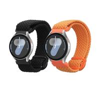 kwmobile 2x Cinturino Nylon Compatibile con Samsung Galaxy Watch 7 / Galaxy Watch FE Cinturino - Set Cinturini con Fibbia 15-19 cm nero/arancione