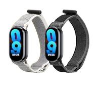 kwmobile 2x Cinturino Nylon Compatibile con Xiaomi Mi Band 10 / Mi Band 9/8 Cinturino - Set Cinturini con Fibbia 14-22 cm nero/grigio scuro/verde