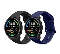 kwmobile 2x Cinturino Ricambio Compatibile con Xiaomi Watch S4/S4 Sport/S3/S2/Watch S1 Active/Redmi Watch 5 Active - Cinturino Silicone 18-23 cm nero/blu scuro - Taglia L