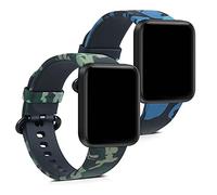 kwmobile 2X Cinturino Silicone TPU Compatibile con Xiaomi Mi Watch Lite/Redmi Watch - Fascia Gommata Smart Watch - Camouflage Nero/Verde Chiaro/Verde Scuro