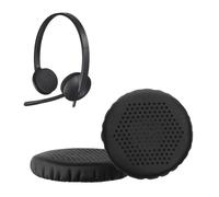 kwmobile 2x Cuscinetto Cuffie Compatibile con Logitech H330 H340 H390 H110 H111 H600 609 Pad - Cuscinetti Ricambio Cuffie Over Ear Simil Pelle - nero